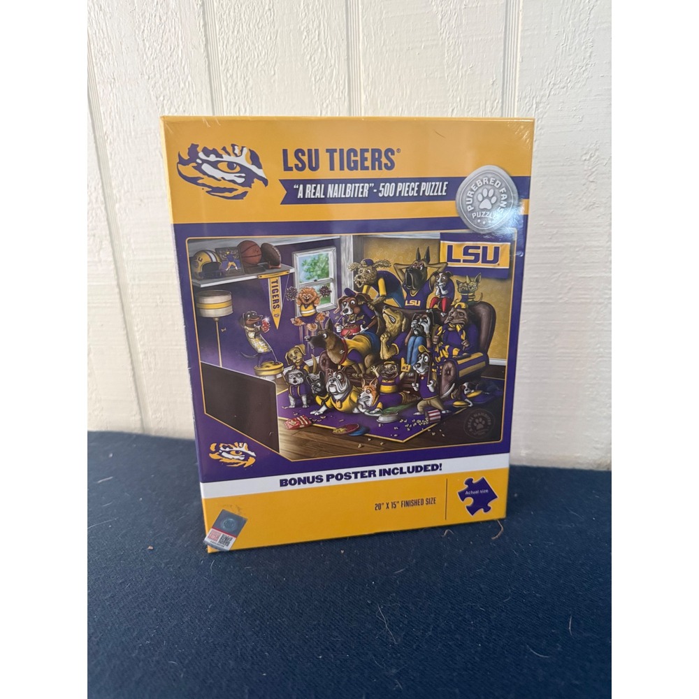 LSU Tigers A Real Nailbiter 500 Piece Jigsaw Puzzle Purebred Fans Dogs New